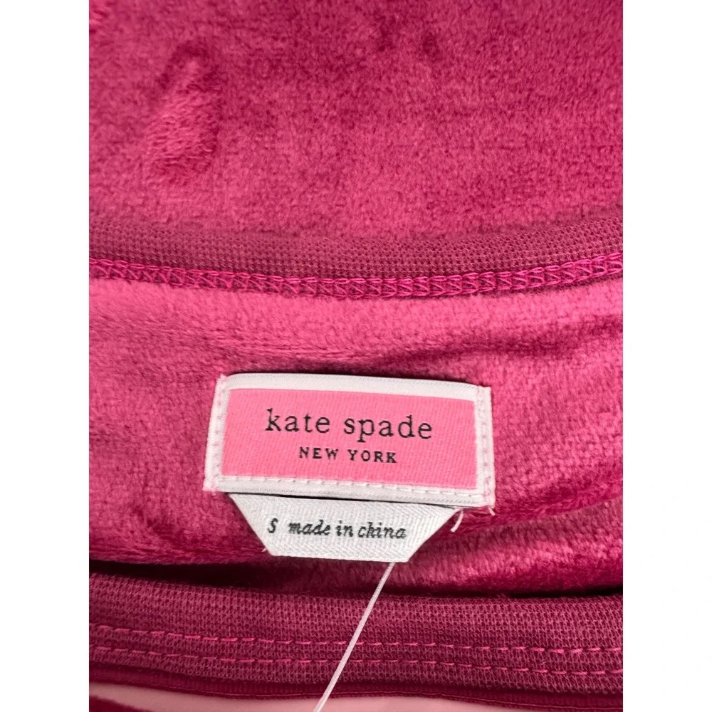 Kate Spade New York Sparkle and Shine Burgundy Plush Jogger‎ Pajama Set SZ S NWT